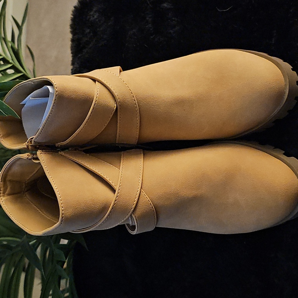 St. John's Bay Tan Ankle Booties with Buckle - Picture 2 of 4